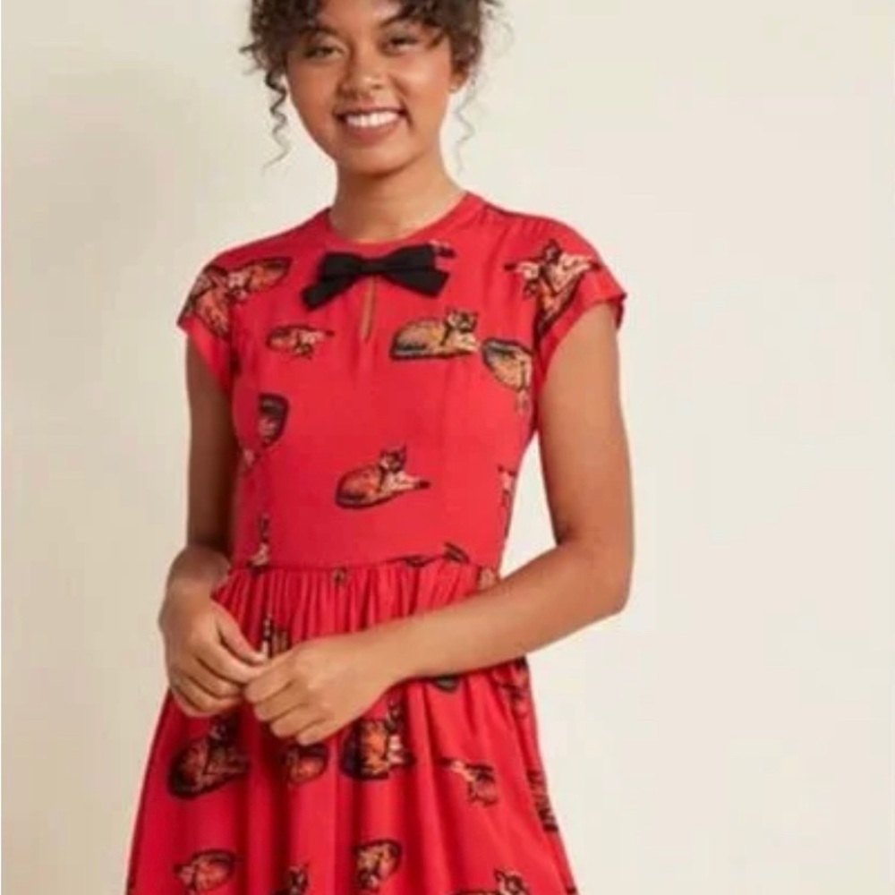 COPY - Red cat dress ModCloth Small